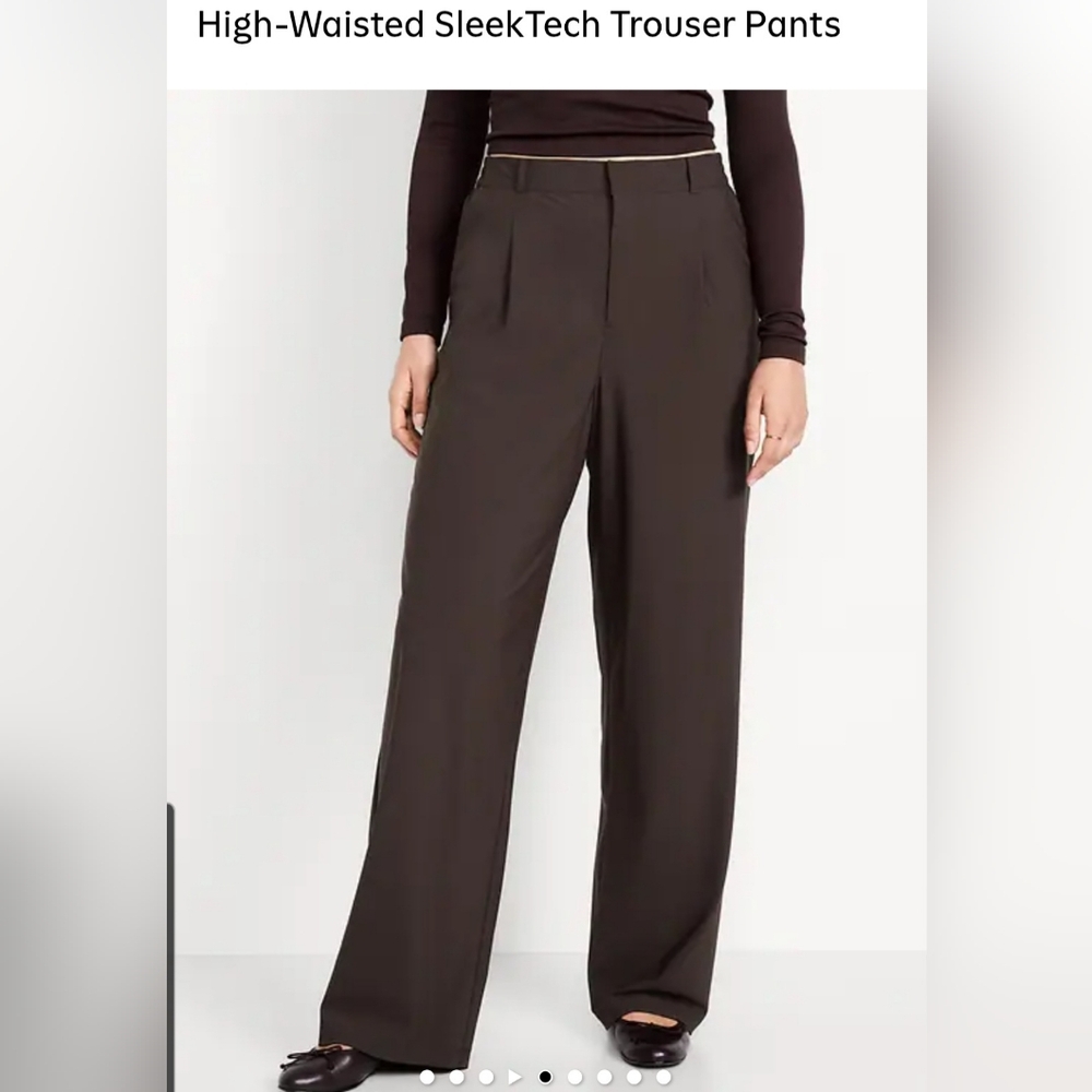 Old Navy High-Waisted Sleek Tech Coffee BrownTrouser Pants Large
